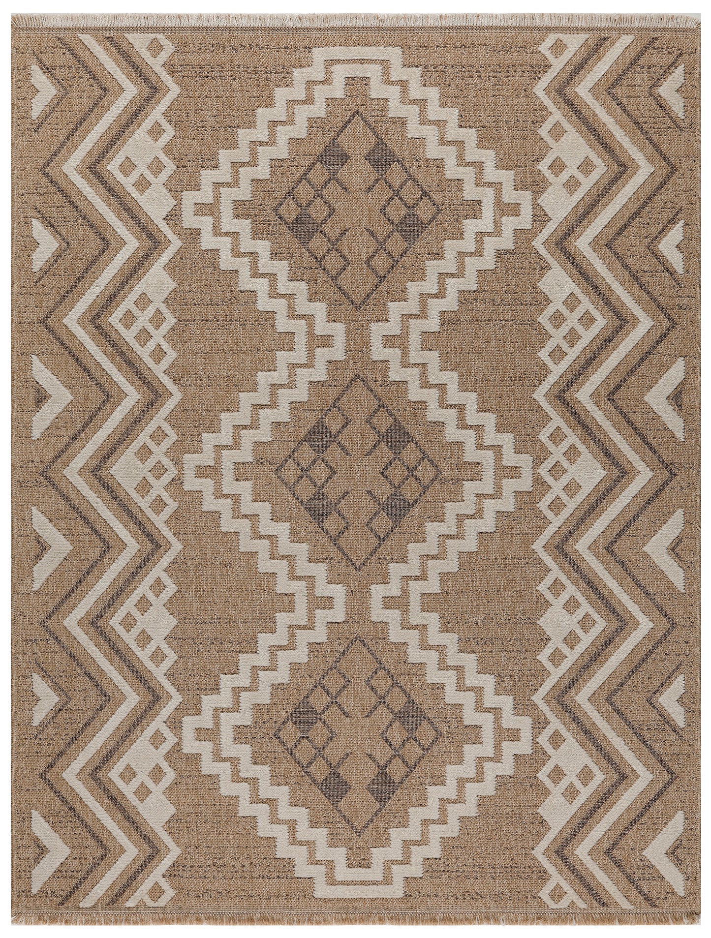 TULUM - tapis de salon - intérieur et extérieur marron - aspect jute  motifs géométriques : TUL9054MAR - Nazar rugs