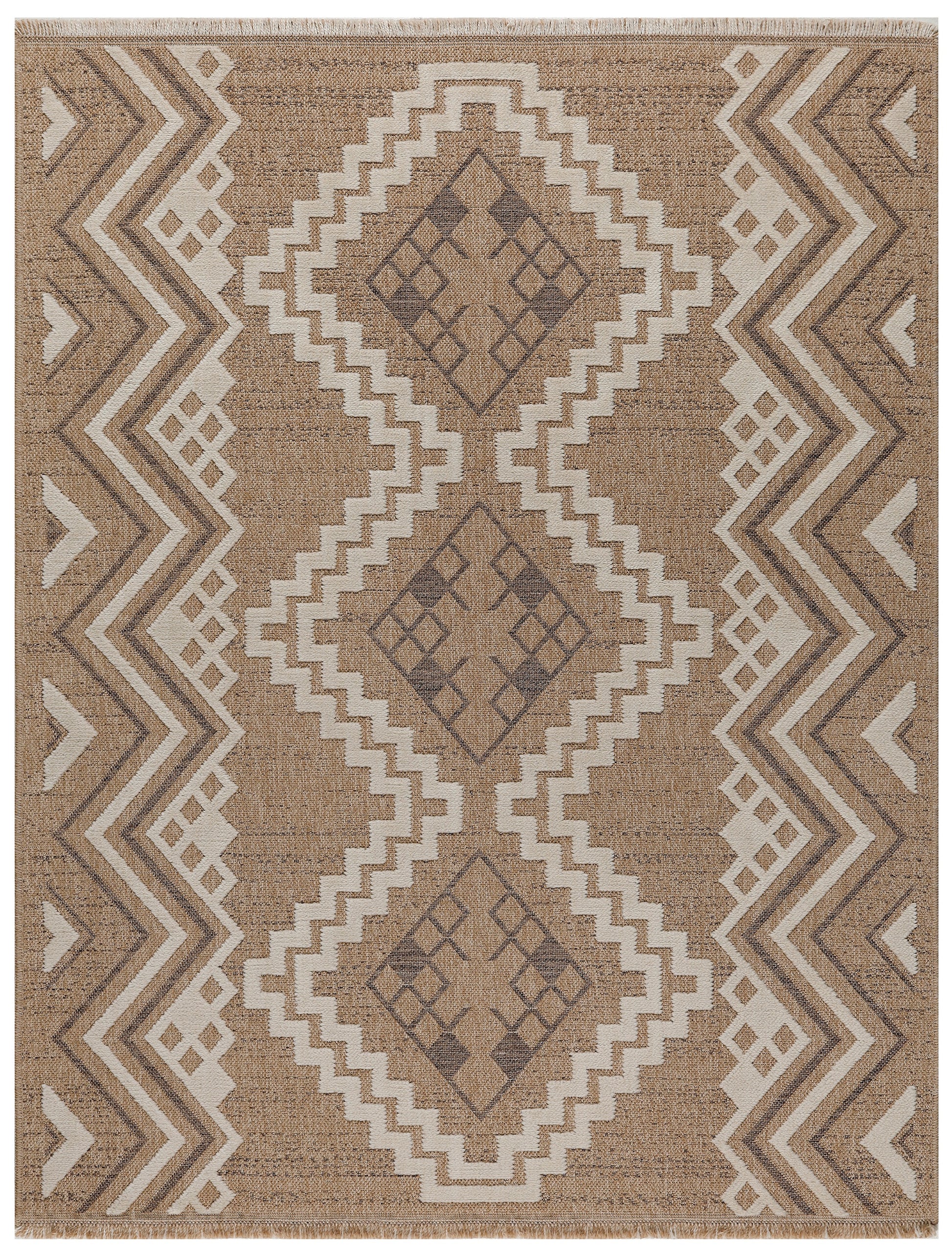TULUM - tapis de salon - intérieur et extérieur marron - aspect jute  motifs géométriques : TUL9054MAR - Nazar rugs