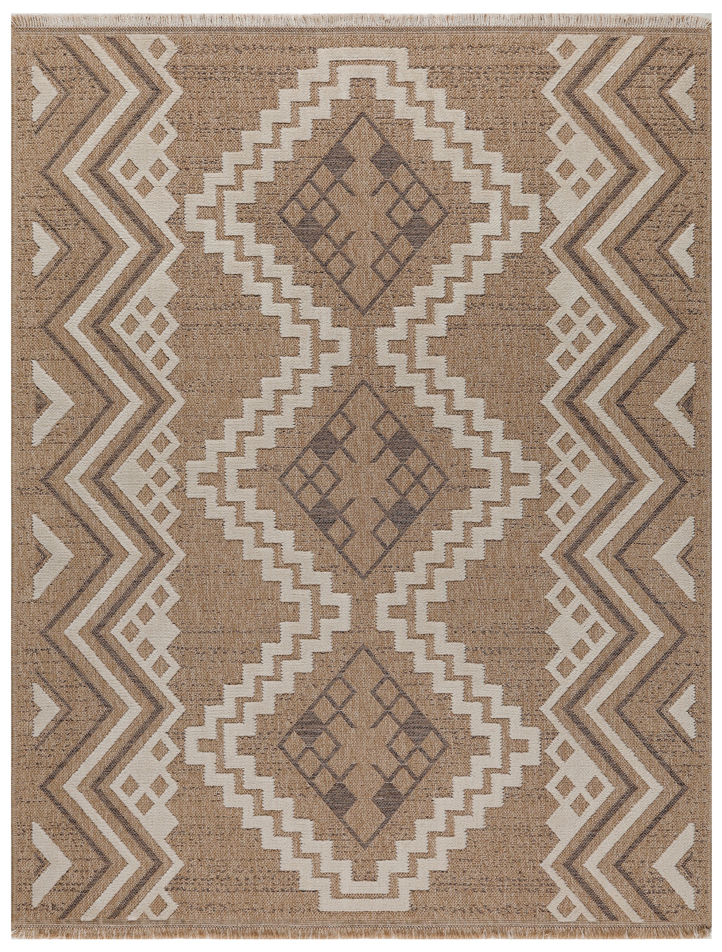 TULUM - tapis de salon - intérieur et extérieur marron - aspect jute  motifs géométriques : TUL9054MAR - Nazar rugs