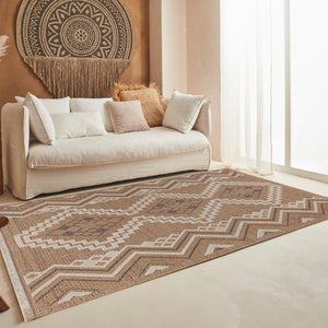 TULUM - tapis de salon - intérieur et extérieur marron - aspect jute  motifs géométriques : TUL9054MAR - Nazar rugs