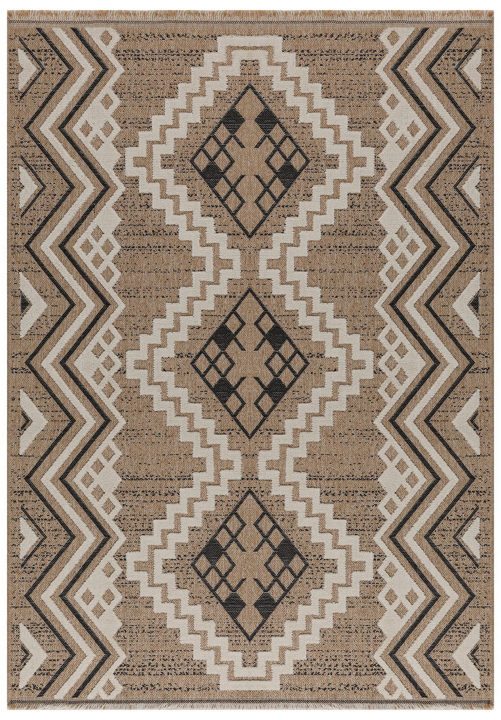 TULUM - tapis de salon - intérieur et extérieur noir - aspect jute motifs ethniques : TUL9054NOI - Nazar rugs