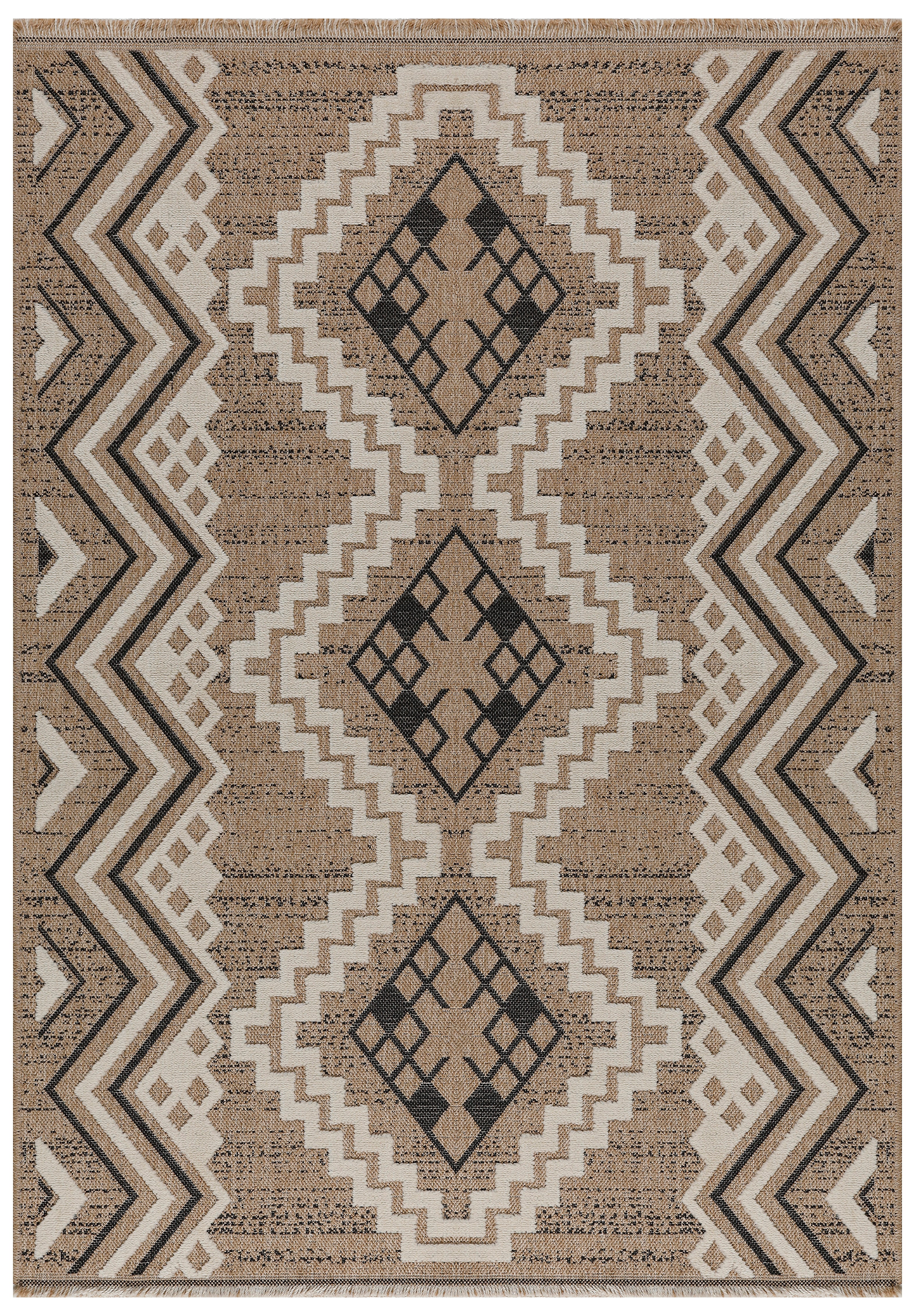 TULUM - tapis de salon - intérieur et extérieur noir - aspect jute motifs ethniques : TUL9054NOI - Nazar rugs