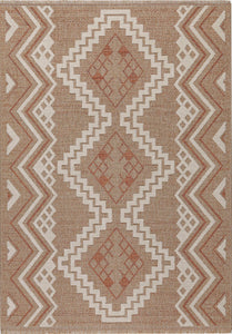 TULUM - tapis de salon - intérieur et extérieur rouge/terra - aspect jute  motifs  losanges - TUL9041TER - Nazar rugs