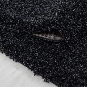 Tapis Shaggy uni noir Nazar rugs