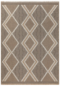 Tapis à poils courts avec motif géométrique aspect jute naturel Nazar rugs