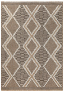 Tapis à poils courts avec motif géométrique aspect jute naturel Nazar rugs