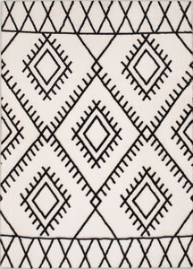 Tapis à poils longs crème et noir Nazar rugs