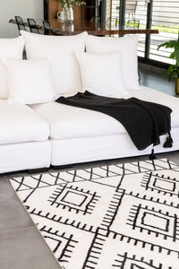 Tapis à poils longs crème et noir Nazar rugs