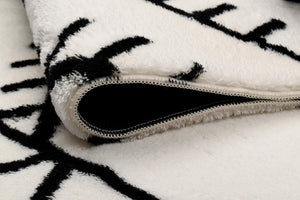 Tapis à poils longs crème et noir Nazar rugs