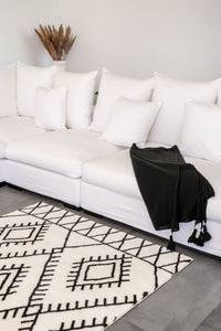 Tapis à poils longs crème et noir Nazar rugs