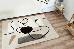 Tapis abstrait beige, noir et gris Nazar rugs