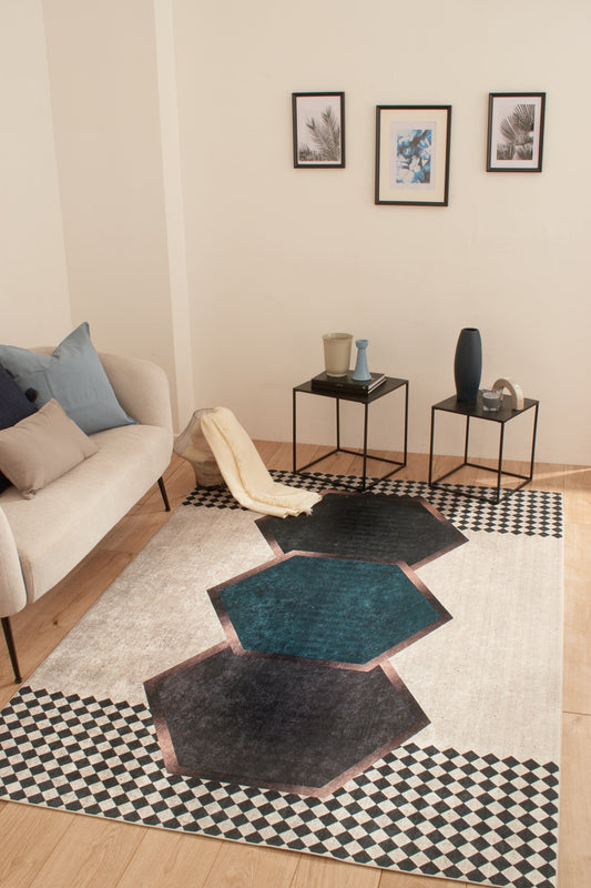 Tapis abstrait motifs géométriques Nazar rugs
