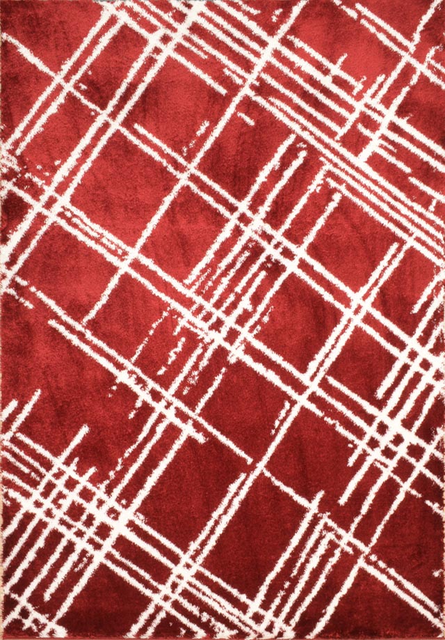 Tapis abstrait rouge motif géométrique Nazar rugs