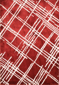 Tapis abstrait rouge motif géométrique Nazar rugs
