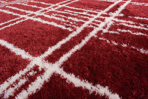 Tapis abstrait rouge motif géométrique Nazar rugs