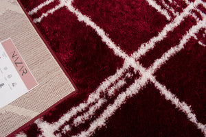 Tapis abstrait rouge motif géométrique Nazar rugs