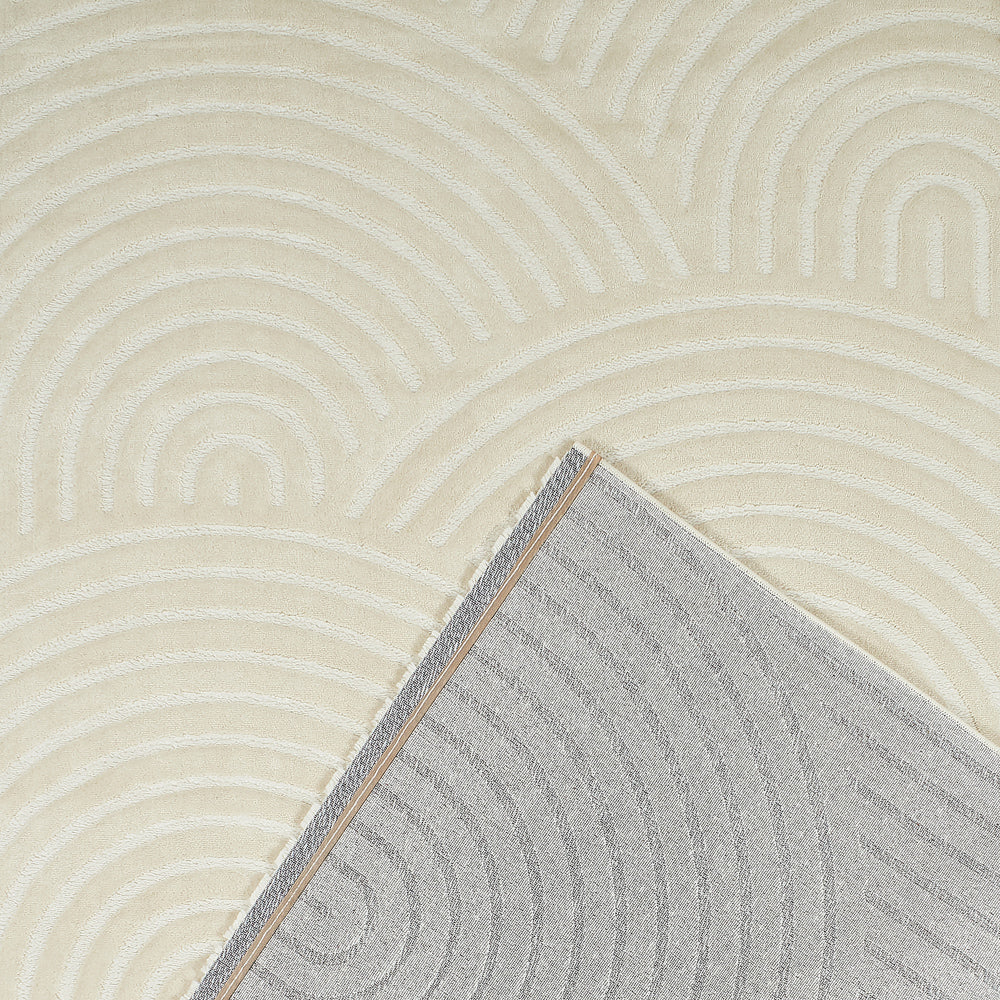 Tapis arc-en-ciel crème avec longs poils en relief Nazar rugs