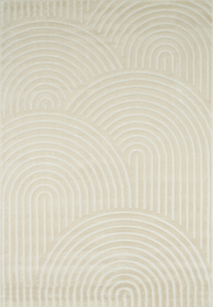 Tapis arc-en-ciel crème avec longs poils en relief Nazar rugs