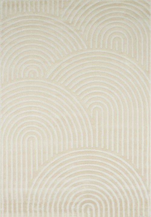 Tapis arc-en-ciel crème avec longs poils en relief Nazar rugs