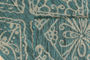 Tapis avec ornement floral turquoise Nazar rugs