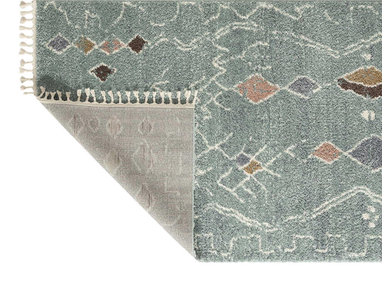 Tapis berbère bleu motifs losanges Nazar rugs