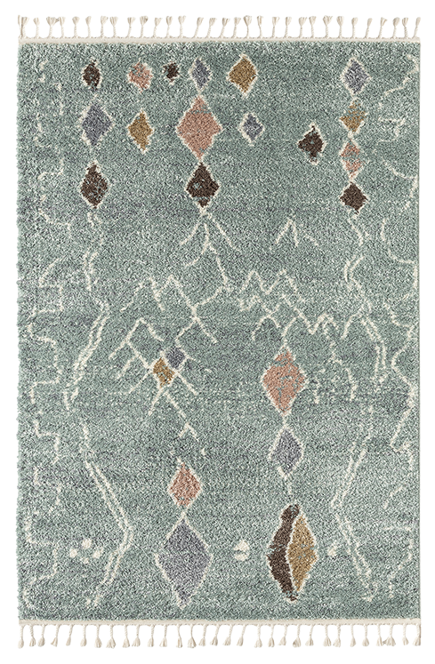 Tapis berbère bleu motifs losanges Nazar rugs
