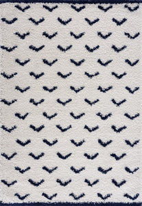 Tapis berbère crème à motifs bleu indigo Nazar rugs