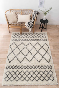 Tapis berbère en laine artificielle  crème  et anthracite 150X200 Nazar rugs