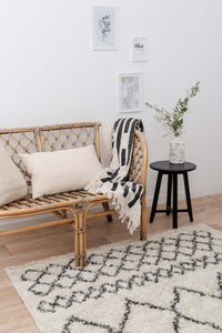 Tapis berbère en laine artificielle  crème  et anthracite 150X200 Nazar rugs