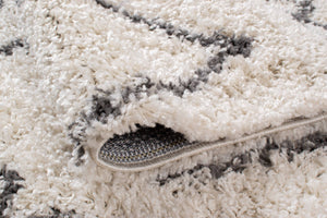 Tapis berbère en laine artificielle  crème  et anthracite 150X200 Nazar rugs