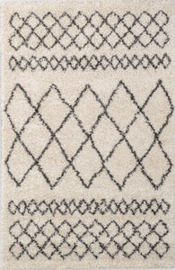 Tapis berbère en laine artificielle  crème  et anthracite 150X200 Nazar rugs