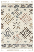 Tapis berbère en laine crème motifs losanges Nazar rugs