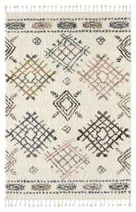 Tapis berbère en laine crème motifs losanges Nazar rugs