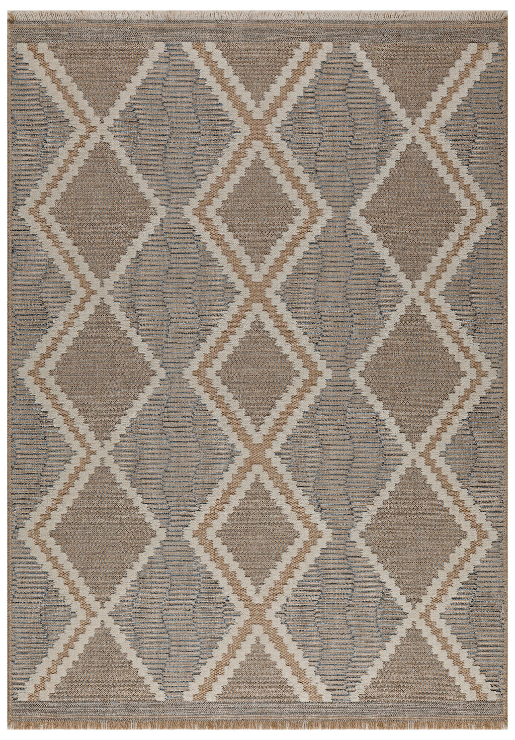 TULUM - tapis de salon - intérieur et extérieur bleu - aspect jute  motifs  losanges  : TUL9048BLE - Nazar rugs