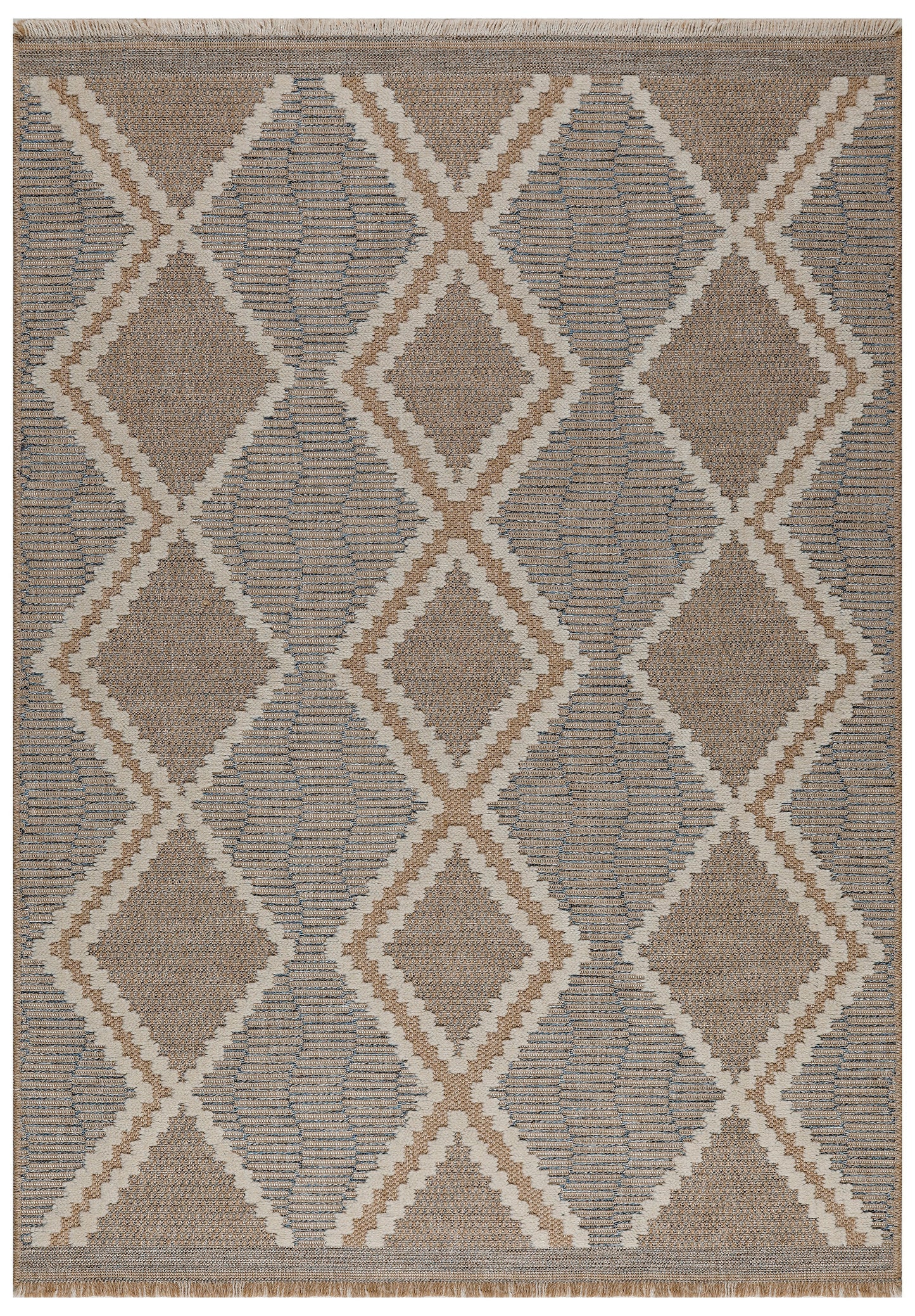 TULUM - tapis de salon - intérieur et extérieur bleu - aspect jute  motifs  losanges  : TUL9048BLE - Nazar rugs