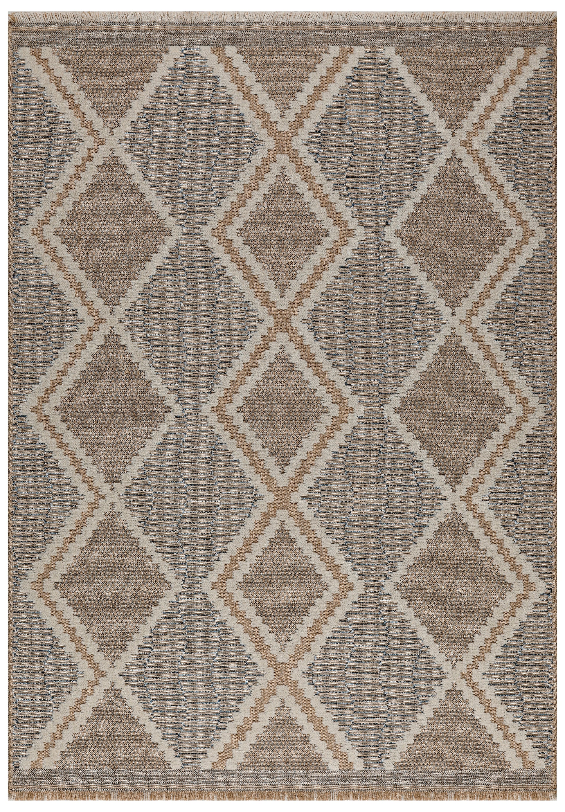 TULUM - tapis de salon - intérieur et extérieur bleu - aspect jute  motifs  losanges  : TUL9048BLE - Nazar rugs