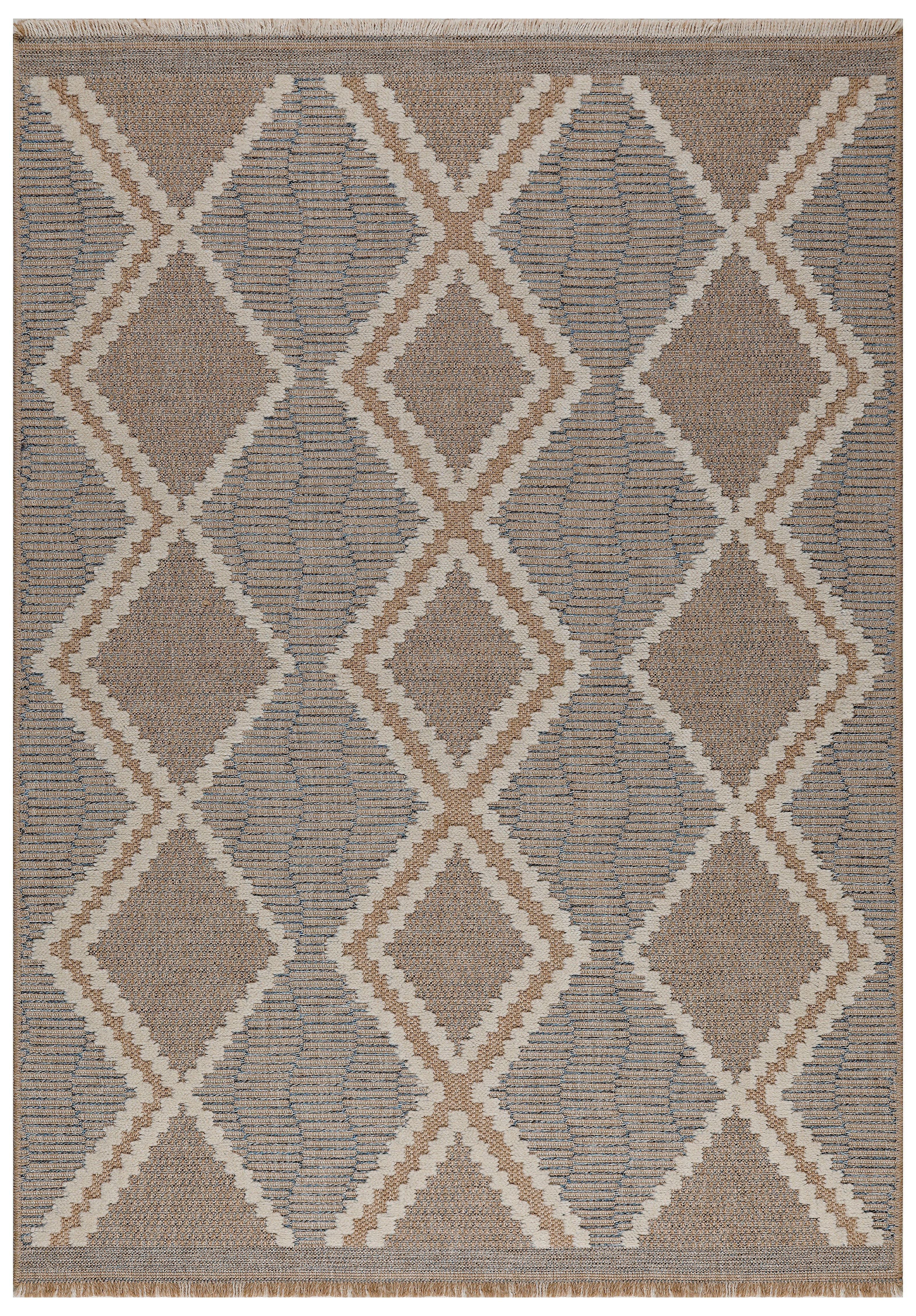 TULUM - tapis de salon - intérieur et extérieur bleu - aspect jute  motifs  losanges  : TUL9048BLE - Nazar rugs