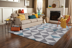 Tapis bleu et gris Nazar rugs