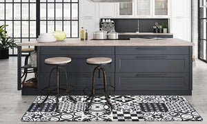 Tapis carreaux de ciment blanc et noir Nazar rugs