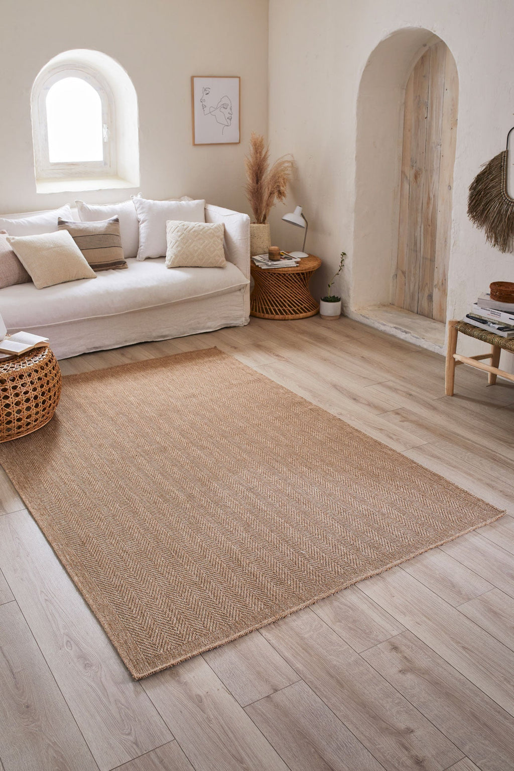 Tapis chevron effet jute naturel Nazar rugs