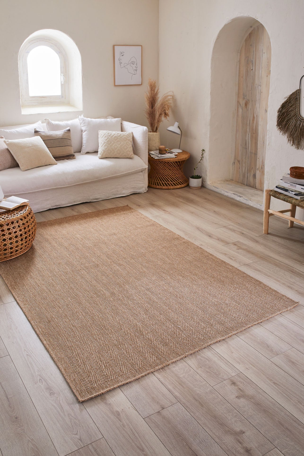 Tapis chevron effet jute naturel Nazar rugs