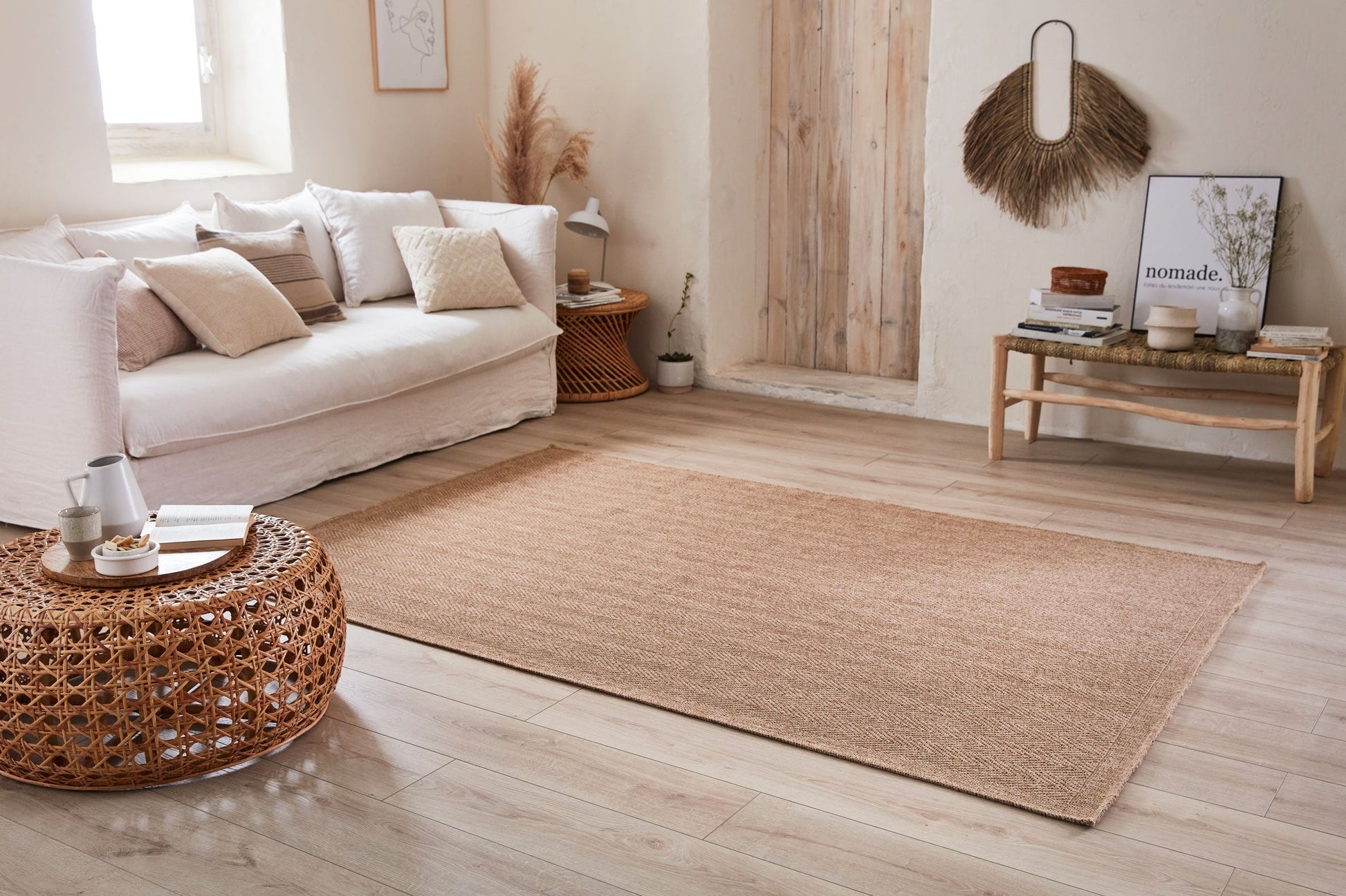 Tapis chevron effet jute naturel Nazar rugs