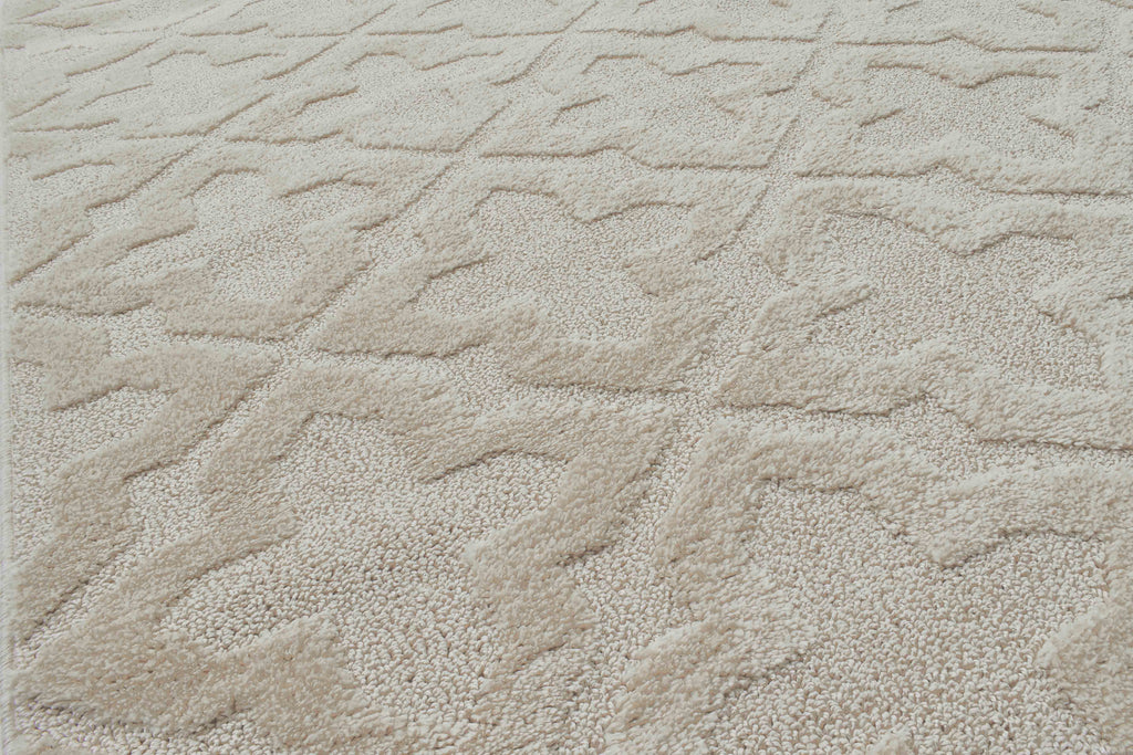 Tapis crème motif géométrique en relief Nazar rugs