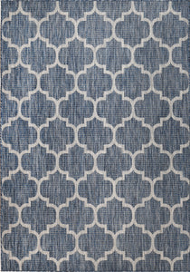 Tapis d'extérieur bleu et blanc : MOA634BLE - Nazar rugs 70X140cm