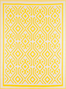 Tapis d'extérieur jaune motifs graphiques Nazar rugs