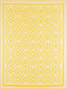 Tapis d'extérieur jaune motifs graphiques Nazar rugs