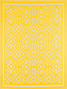 Tapis d'extérieur jaune motifs graphiques Nazar rugs