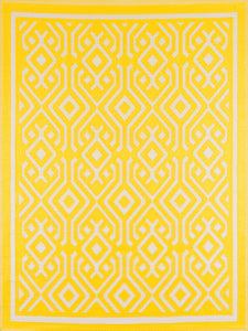 Tapis d'extérieur jaune motifs graphiques Nazar rugs