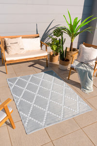 Tapis d'extérieur pour terrasse gris et blanc Nazar rugs