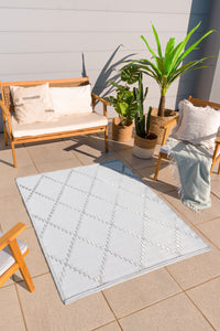 Tapis d'extérieur pour terrasse gris et blanc Nazar rugs